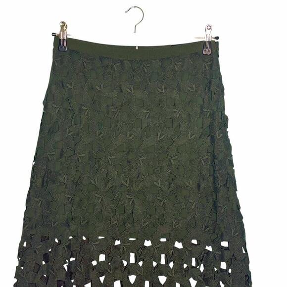 Elie Tahari Lazer Cut Maxi Skirt Dark Green Size 6 - Picture 2 of 8